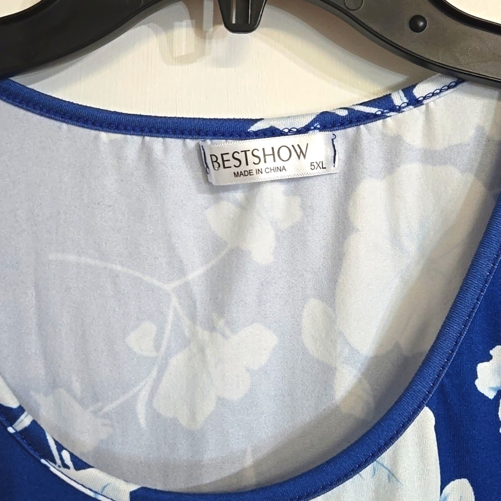 ☀️Best Show Floral Blue White Women's 5XL Short Night Gown - Picture 2 of 9
